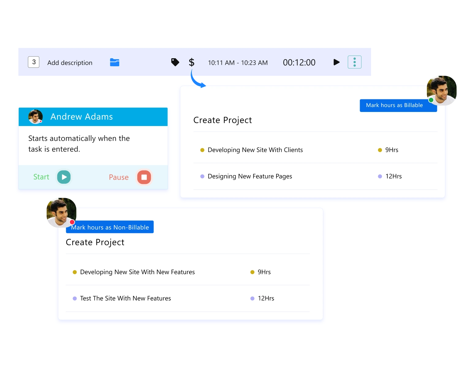 Classify Billable and Non-Billable Work dashboard